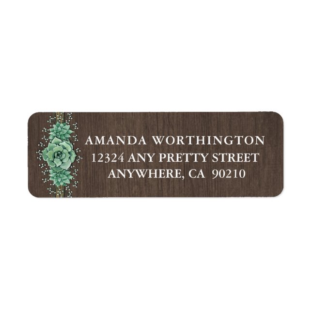Succulent Baby's Breath Wedding Address Labels (Front)