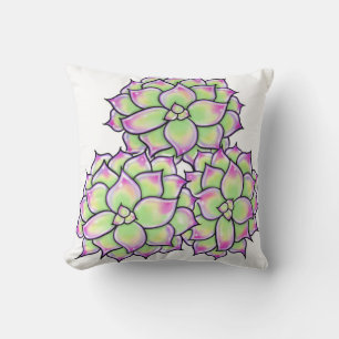 Succulent Bloom Colourful Succulents, cacti desert Throw Pillow