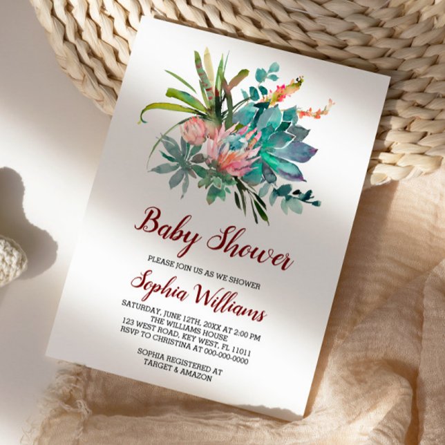 Succulent Boho Cactus Baby Shower Invitation (Creator Uploaded)