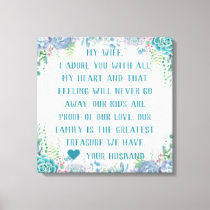 Succulent Borders Custom Letter to Wife  Canvas Print