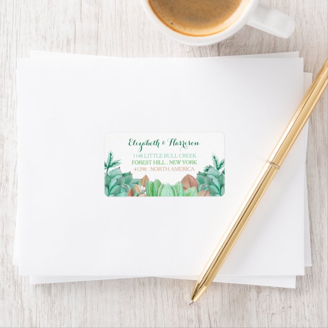 Succulent Bouquet Botanical Floral Wedding Label (Insitu)