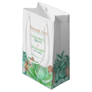 Succulent Bouquet Botanical Floral Wedding Small Gift Bag
