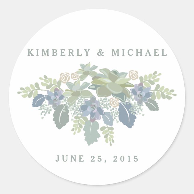 Succulent Bouquet Floral Wedding Custom Sticker (Front)
