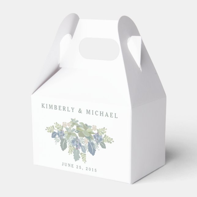 Succulent Bouquet Floral Wedding Favour Box (Front Side)