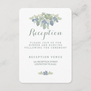 Succulent Bouquet Floral Wedding Reception Card