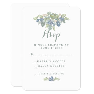Succulent Bouquet Floral Wedding RSVP Response
