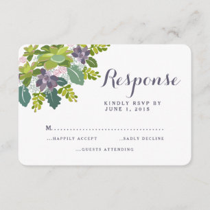 Succulent Bouquet II Floral Wedding RSVP Response