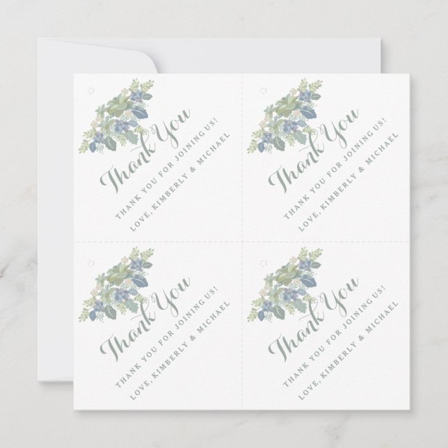 Succulent Bouquet Personalized Thank You Favour Ta Invitation (Front)