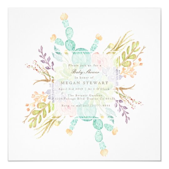 Succulent Bouquet Watercolor | Baby Shower Card