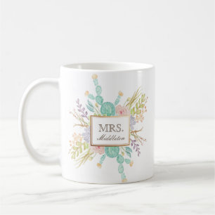 Succulent Bouquet Watercolor   Custom Mug