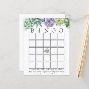 Succulent Bridal Bingo Game Card