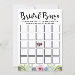Succulent Bridal Shower Bingo Invitation