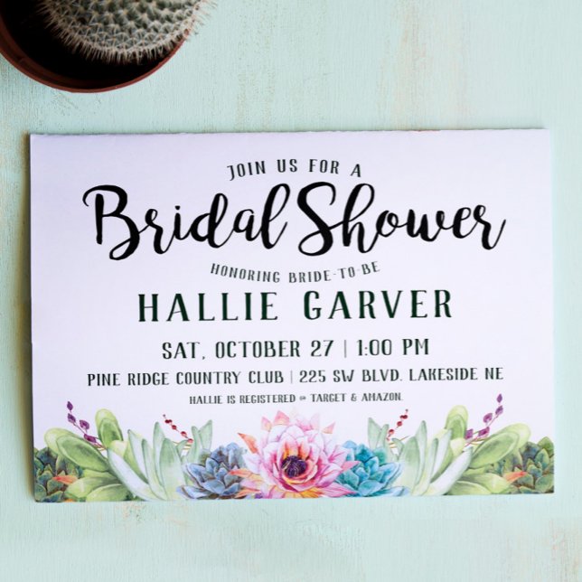 Succulent Bridal Shower Invitation (Creator Uploaded)