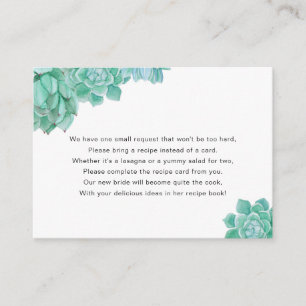 Succulent Bridal Shower Recipe Request Card