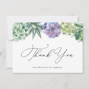 Succulent Bridal Shower Thank You  Note Card