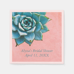 Succulent Bridal Shower Watercolor Pink Lace Napkin