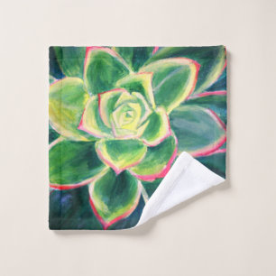 Succulent Cacti Plant Painting Bath Towel Set