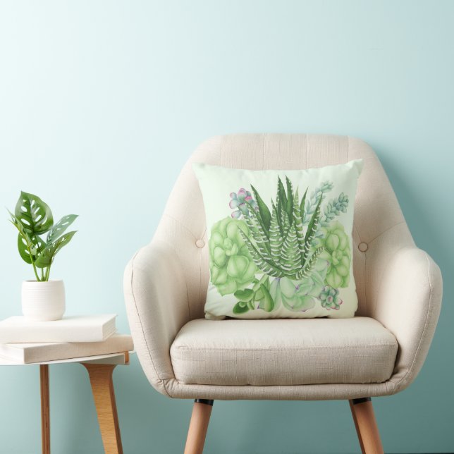 Succulent Cacti  Throw Pillow (Chair)