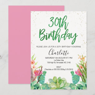 Succulent Cactus 30e invitation anniversaire