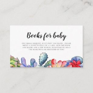 Succulent cactus baby shower book request card