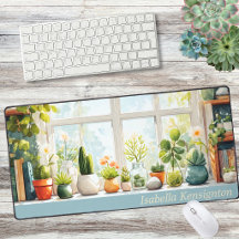 Succulent Cactus Botanical Houseplants Desk Mat