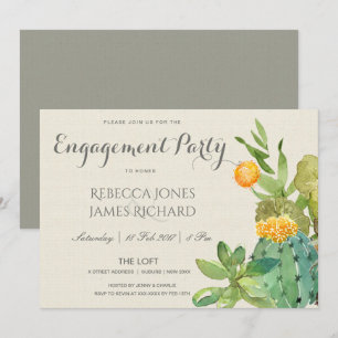 SUCCULENT CACTUS FLORAL GARDEN ENGAGEMENT INVITATION