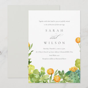 SUCCULENT CACTUS FLORAL GARDEN WATERCOLOR WEDDING INVITATION