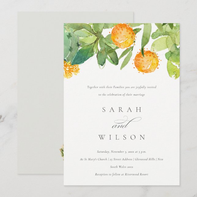 SUCCULENT CACTUS FLORAL GARDEN WATERCOLOR WEDDING INVITATION (Front/Back)