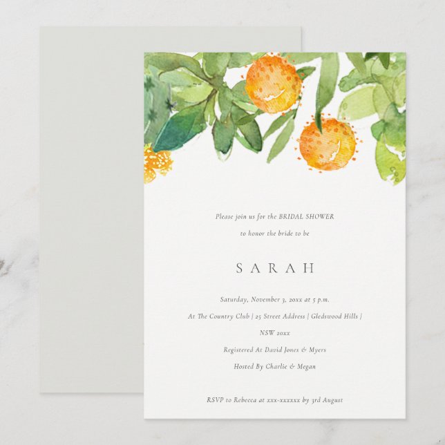 SUCCULENT CACTUS FLORAL WATERCOLOR BRIDAL SHOWER INVITATION (Front/Back)
