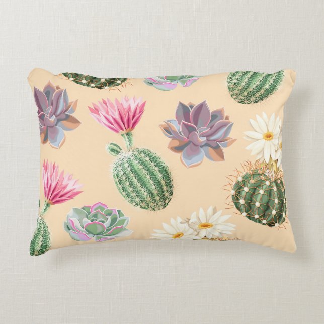 Succulent Cactus: High Detail Pattern Accent Pillow (Front)