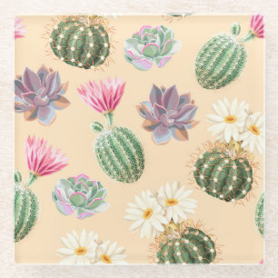 Succulent Cactus: High Detail Pattern Glass Coaster
