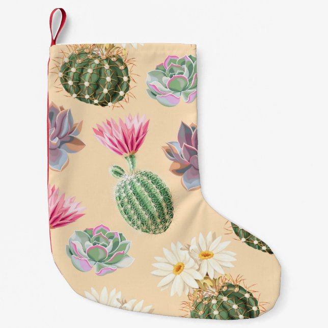 Succulent Cactus: High Detail Pattern Small Christmas Stocking (Front)