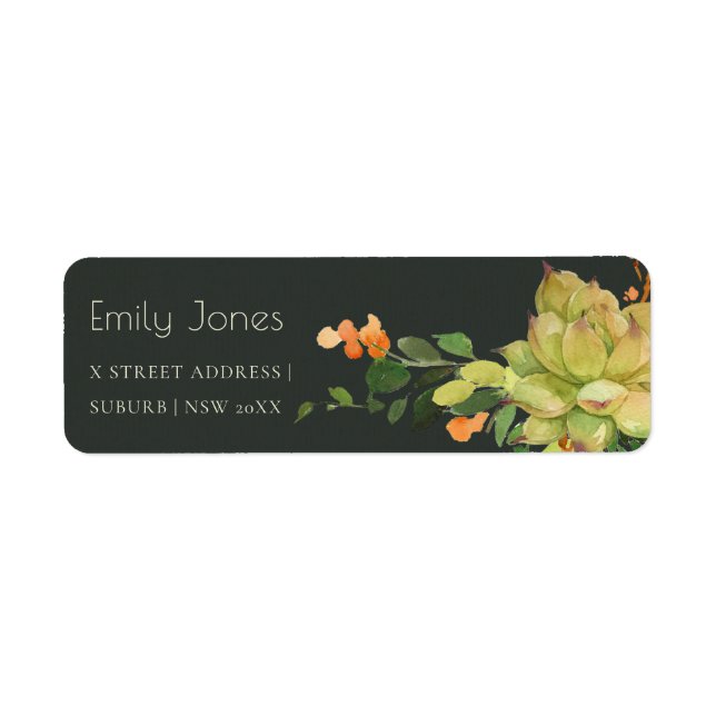 SUCCULENT CACTUS ORANGE FLORAL WATERCOLOR  ADDRESS (Front)