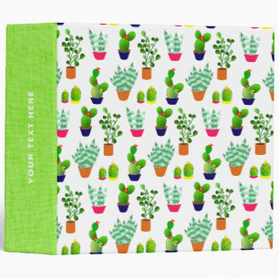 Succulent Cactus Plants Floral Pattern Binder