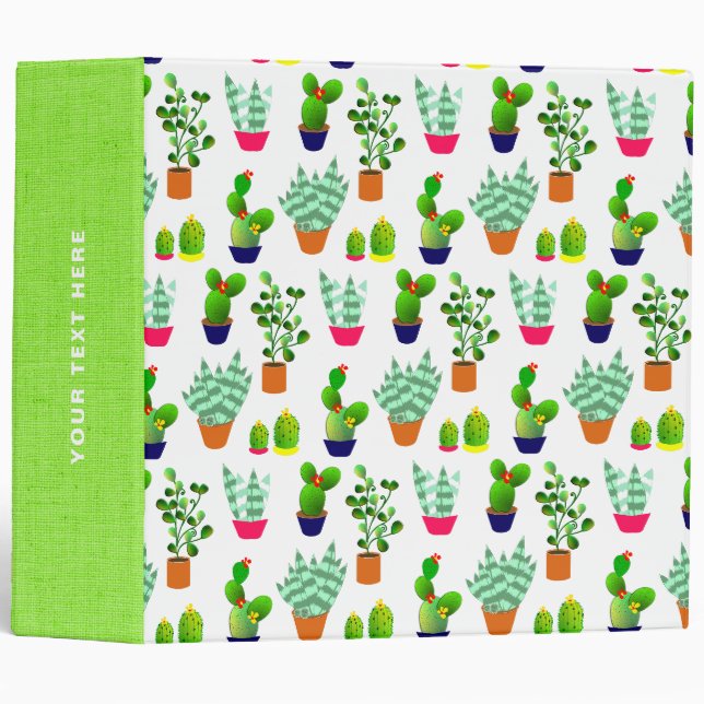 Succulent Cactus Plants Floral Pattern Binder (Front/Spine)