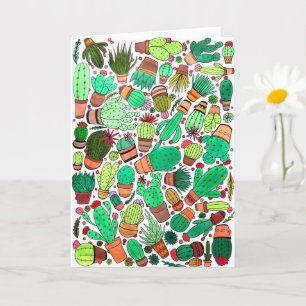 Succulent Cactus Potted Plants Green Cacti Garden Card