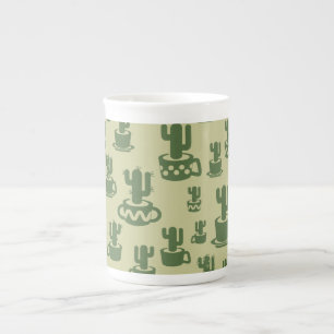 Succulent cactus silhouette in cups and pots