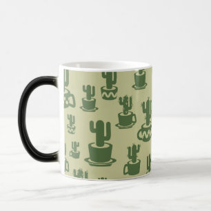 Succulent cactus silhouette in cups and pots