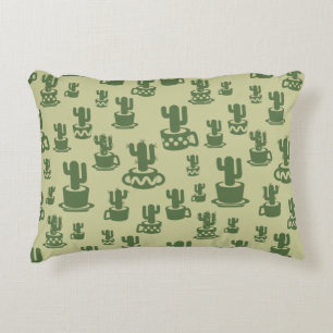Succulent cactus silhouette in cups and pots acce accent pillow