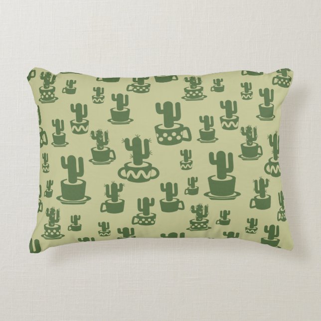 Succulent cactus silhouette in cups and pots  acce accent pillow (Front)