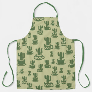 Succulent cactus silhouette in cups and pots apron