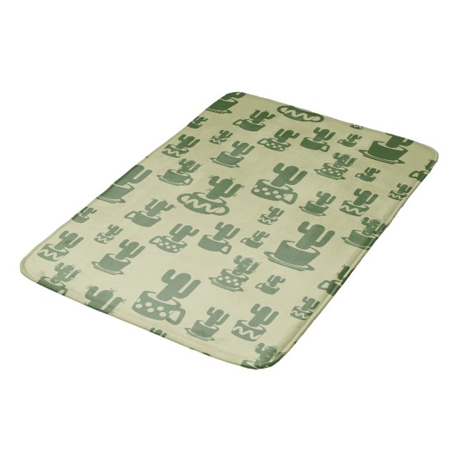 Succulent cactus silhouette in cups and pots  bath mat (Angled)