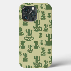 Succulent cactus silhouette in cups and pots  iPhone 13 pro case