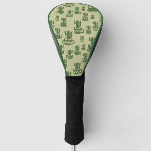 Succulent cactus silhouette in cups and pots  golf head cover