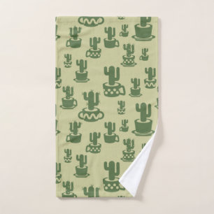 Succulent cactus silhouette in cups and pots hand towel