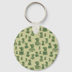 Succulent cactus silhouette in cups and pots keychain