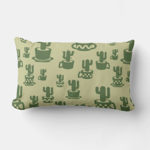 Succulent cactus silhouette in cups and pots  lumbar pillow