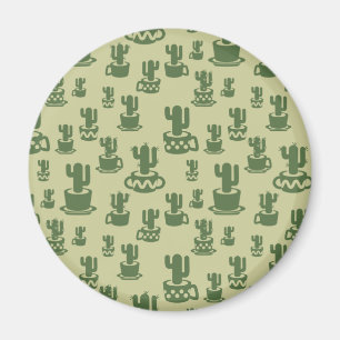 Succulent cactus silhouette in cups and pots magnet