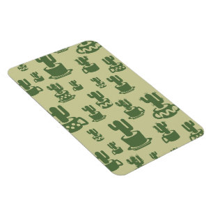 Succulent cactus silhouette in cups and pots magnet