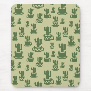 Succulent cactus silhouette in cups and pots  mouse pad